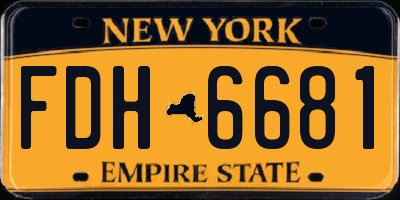 NY license plate FDH6681