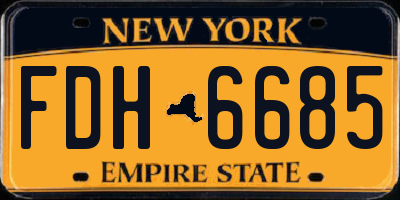 NY license plate FDH6685