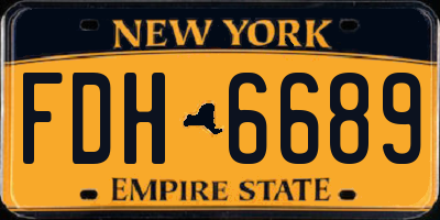 NY license plate FDH6689