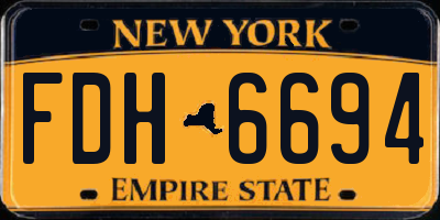 NY license plate FDH6694