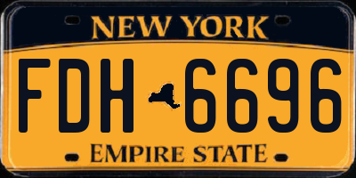 NY license plate FDH6696