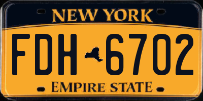 NY license plate FDH6702
