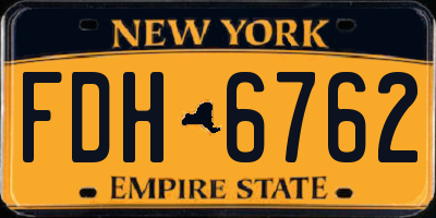 NY license plate FDH6762