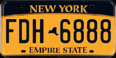 NY license plate FDH6888