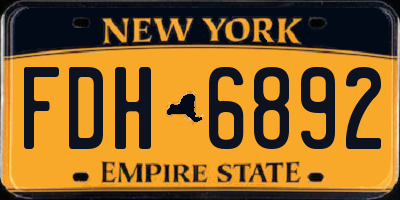 NY license plate FDH6892