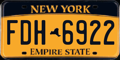 NY license plate FDH6922