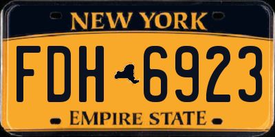 NY license plate FDH6923