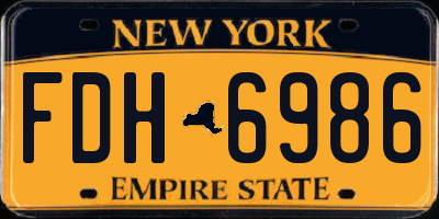 NY license plate FDH6986