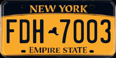 NY license plate FDH7003