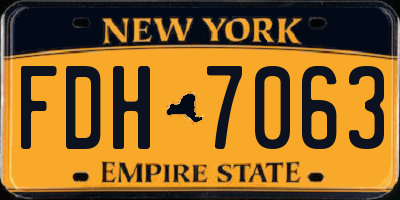 NY license plate FDH7063