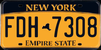 NY license plate FDH7308