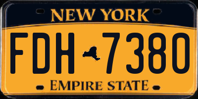 NY license plate FDH7380