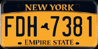 NY license plate FDH7381