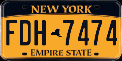 NY license plate FDH7474