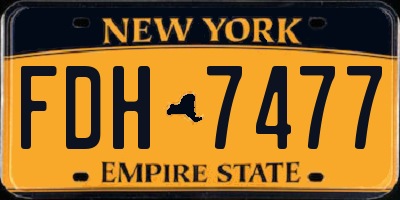 NY license plate FDH7477