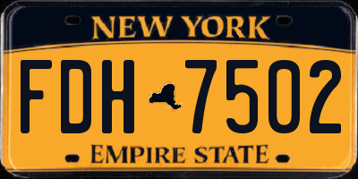 NY license plate FDH7502