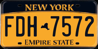NY license plate FDH7572