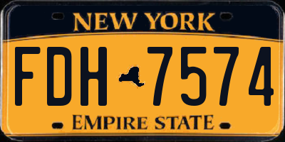 NY license plate FDH7574