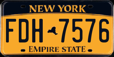 NY license plate FDH7576