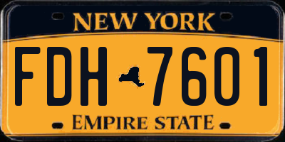 NY license plate FDH7601