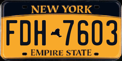 NY license plate FDH7603