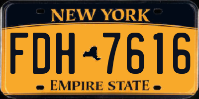 NY license plate FDH7616