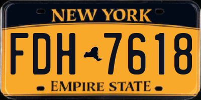 NY license plate FDH7618