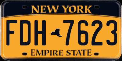 NY license plate FDH7623