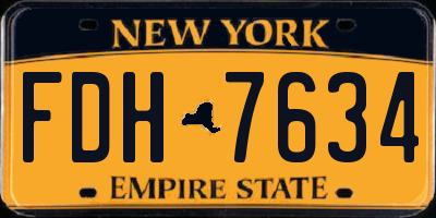 NY license plate FDH7634