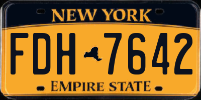 NY license plate FDH7642