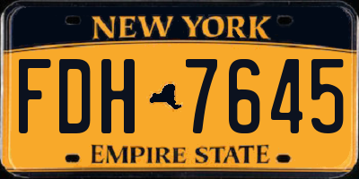 NY license plate FDH7645