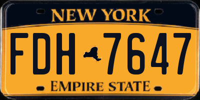 NY license plate FDH7647