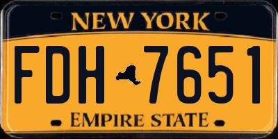 NY license plate FDH7651