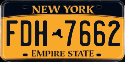 NY license plate FDH7662