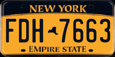 NY license plate FDH7663