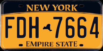 NY license plate FDH7664