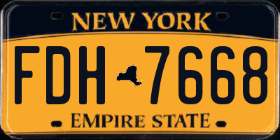 NY license plate FDH7668