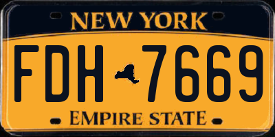 NY license plate FDH7669