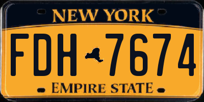 NY license plate FDH7674