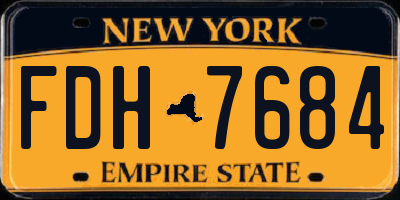 NY license plate FDH7684