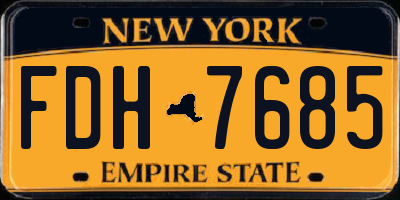 NY license plate FDH7685