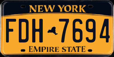 NY license plate FDH7694