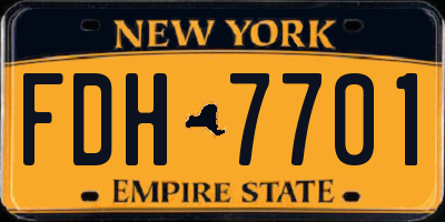 NY license plate FDH7701