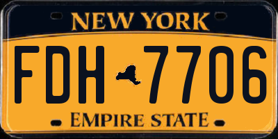 NY license plate FDH7706