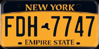 NY license plate FDH7747