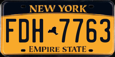 NY license plate FDH7763