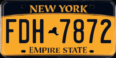NY license plate FDH7872