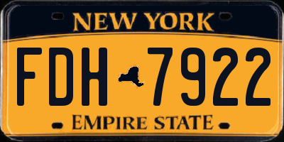 NY license plate FDH7922