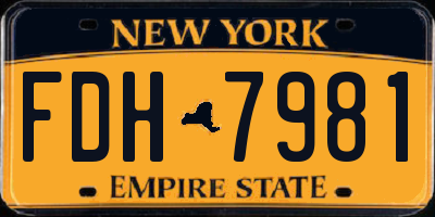 NY license plate FDH7981