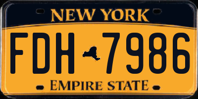 NY license plate FDH7986